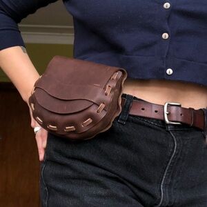 Brown Laced Leather Belt Bag